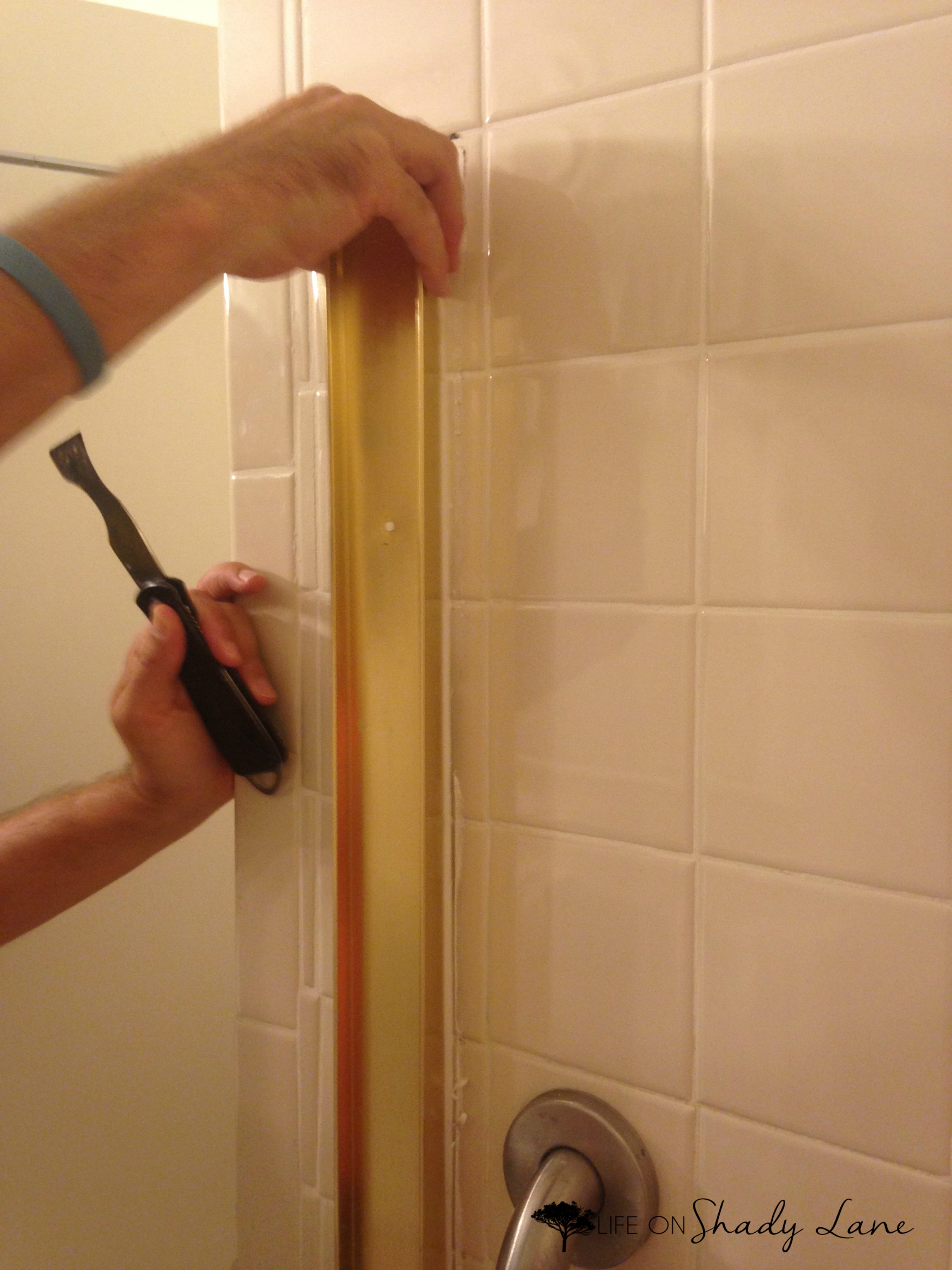 How to Remove Sliding Shower Doors | Life on Shady Lane How To Clean Up Shattered Shower Door