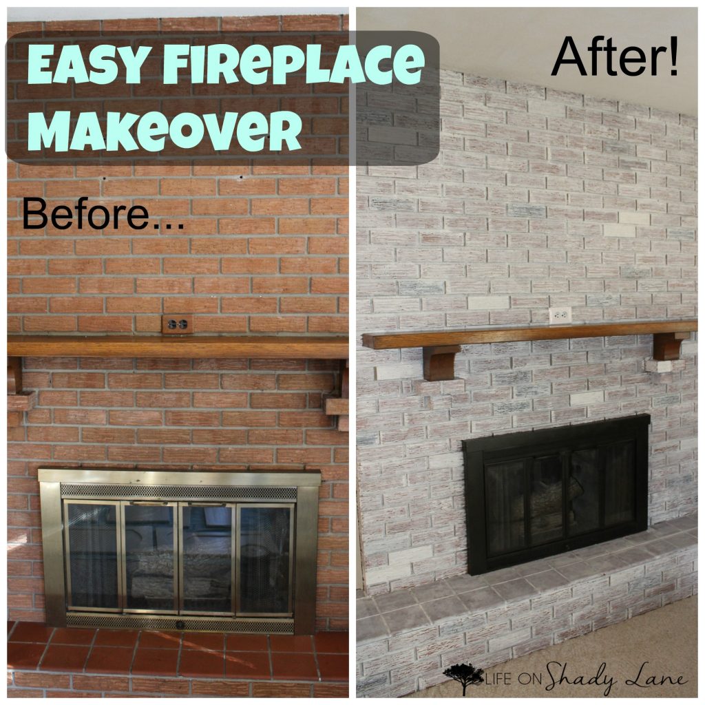 How to Whitewash a Brick Fireplace via Life on Shady Lane blog || Kansas City life, home, and style blogger Megan Wilson shares a step by step fireplace makeover guide! || www.lifeonshadylane.com 