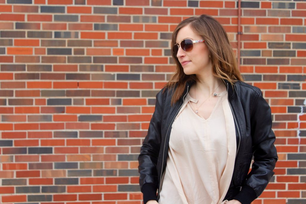 Button front tunic and leather jacket | Life on Shady Lane blog