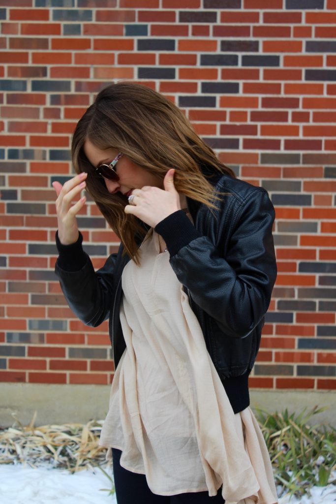Button front tunic and leather jacket | Life on Shady Lane blog