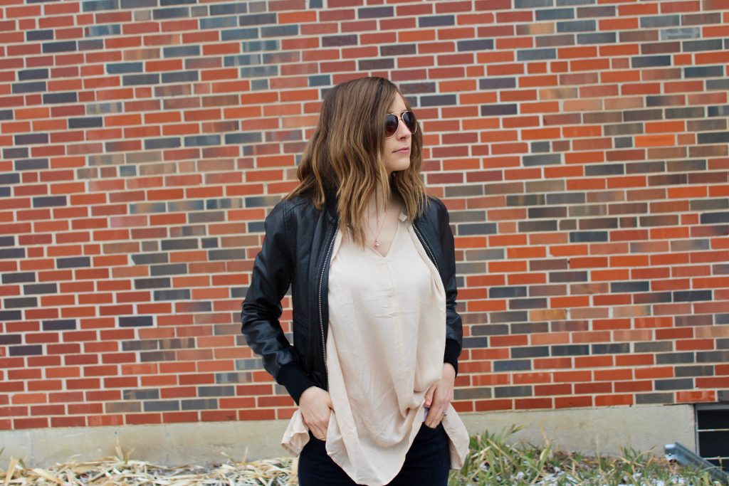 Button front tunic and leather jacket | Life on Shady Lane blog