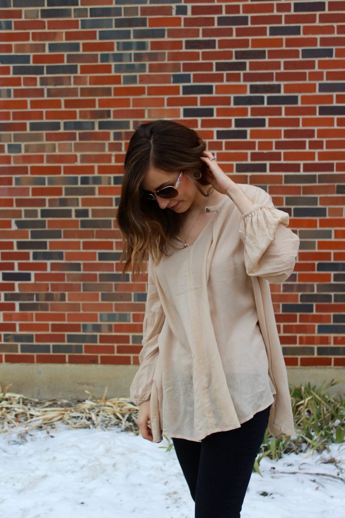 Button front tunic and leather jacket | Life on Shady Lane blog