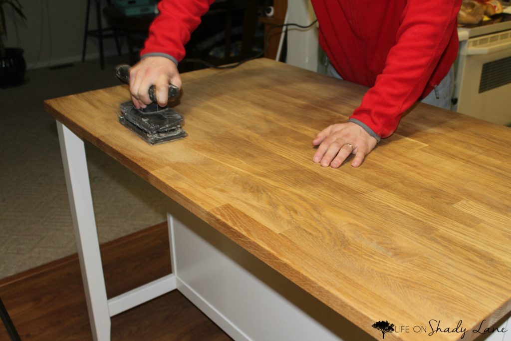 How to repair and refinish a stained butcher block kitchen island