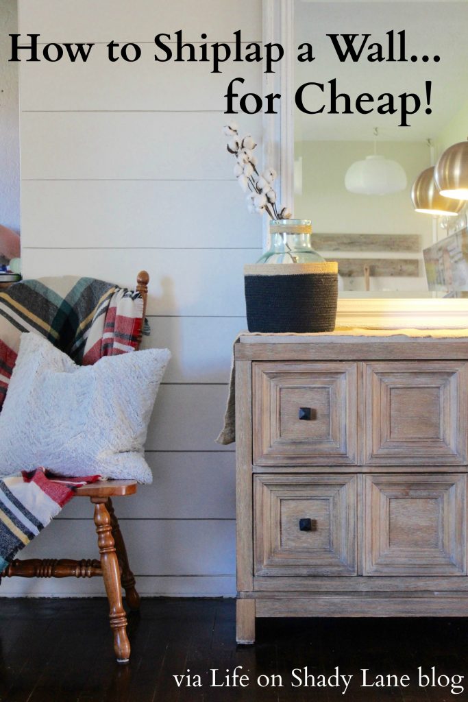 How to Shiplap a Wall for Cheap via Life on Shady Lane blog