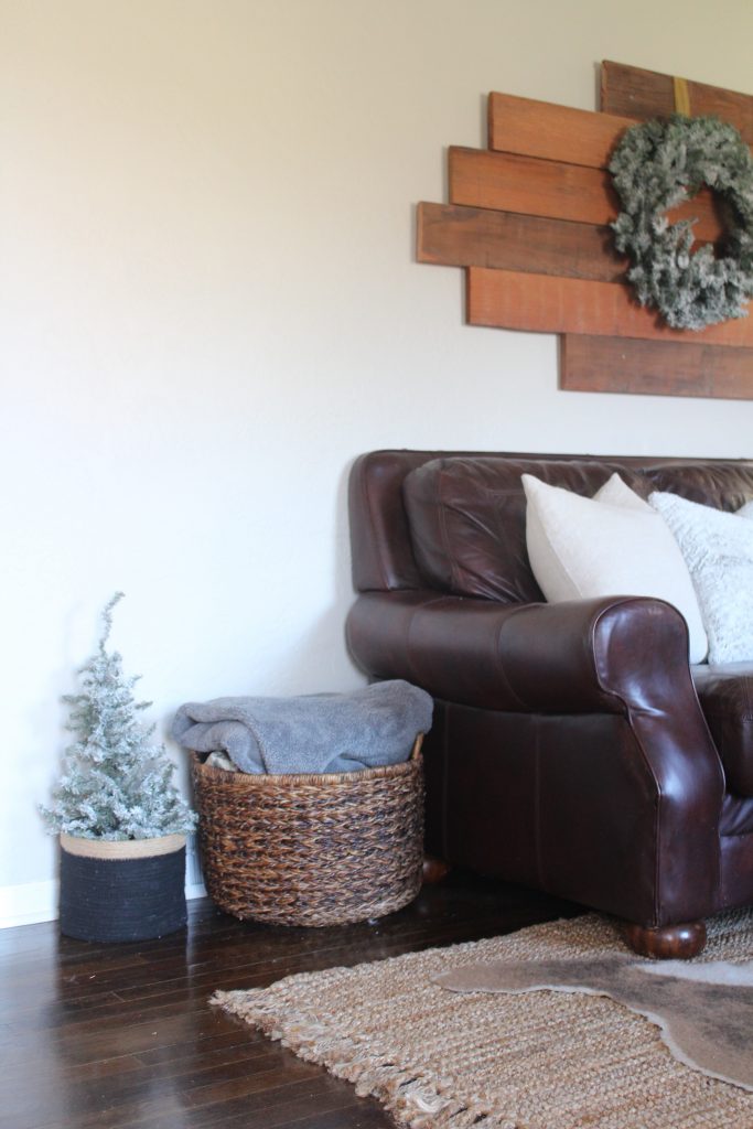 Cozy farmhouse Christmas living room via Life on Shady Lane blog