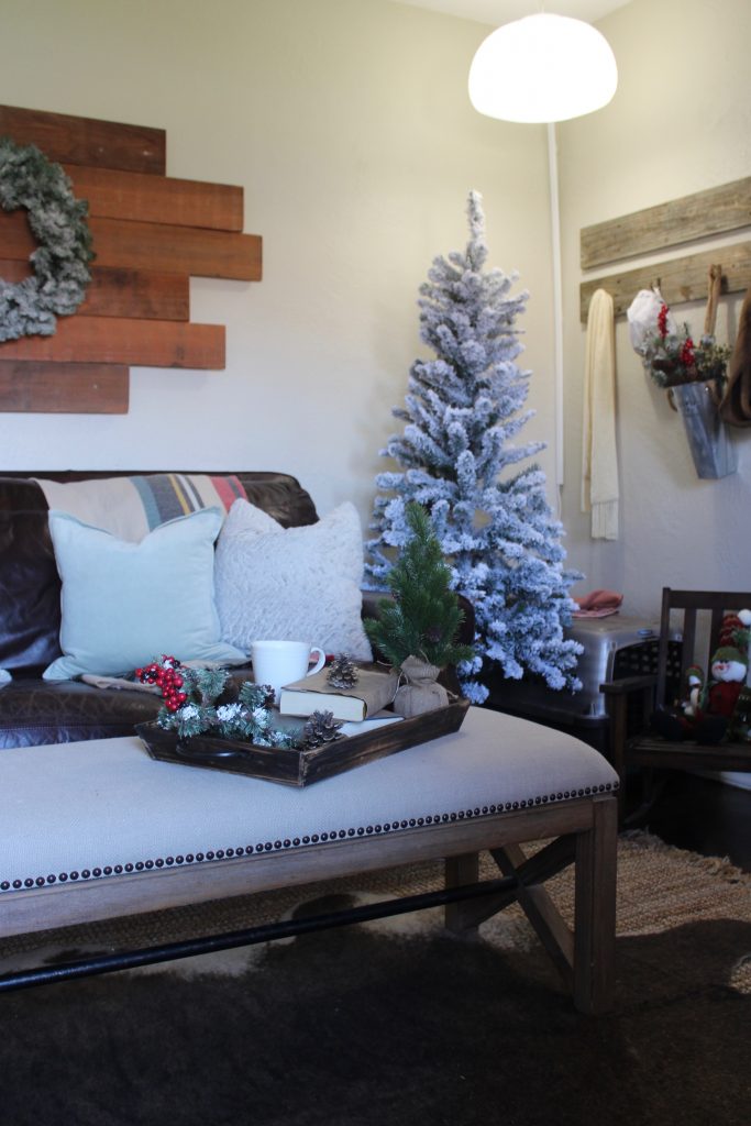 Cozy farmhouse Christmas living room via Life on Shady Lane blog