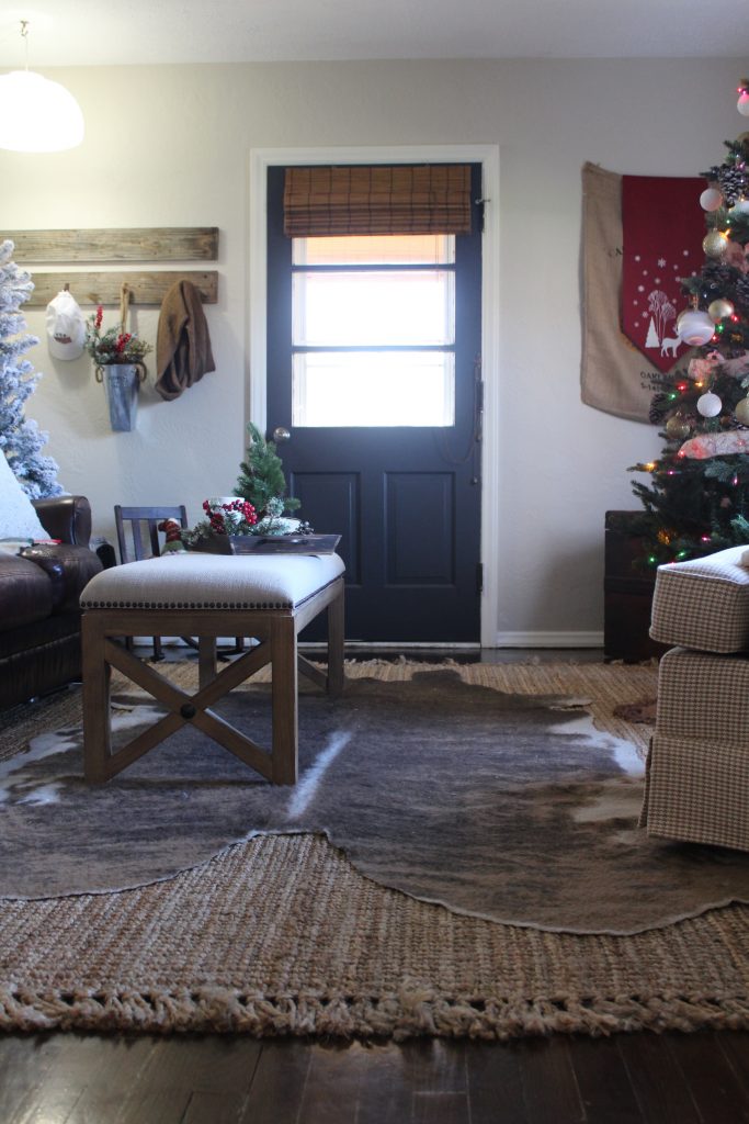 Cozy farmhouse Christmas living room via Life on Shady Lane blog