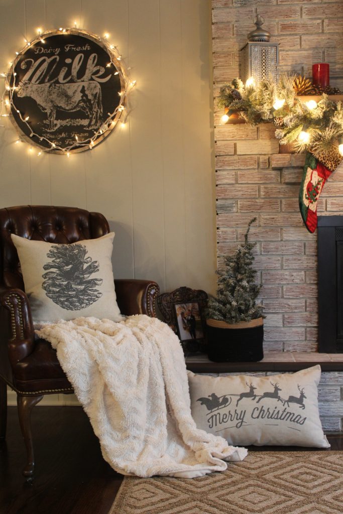 Modern Farmhouse Christmas Dining + Hearth Room via Life on Shady Lane blog