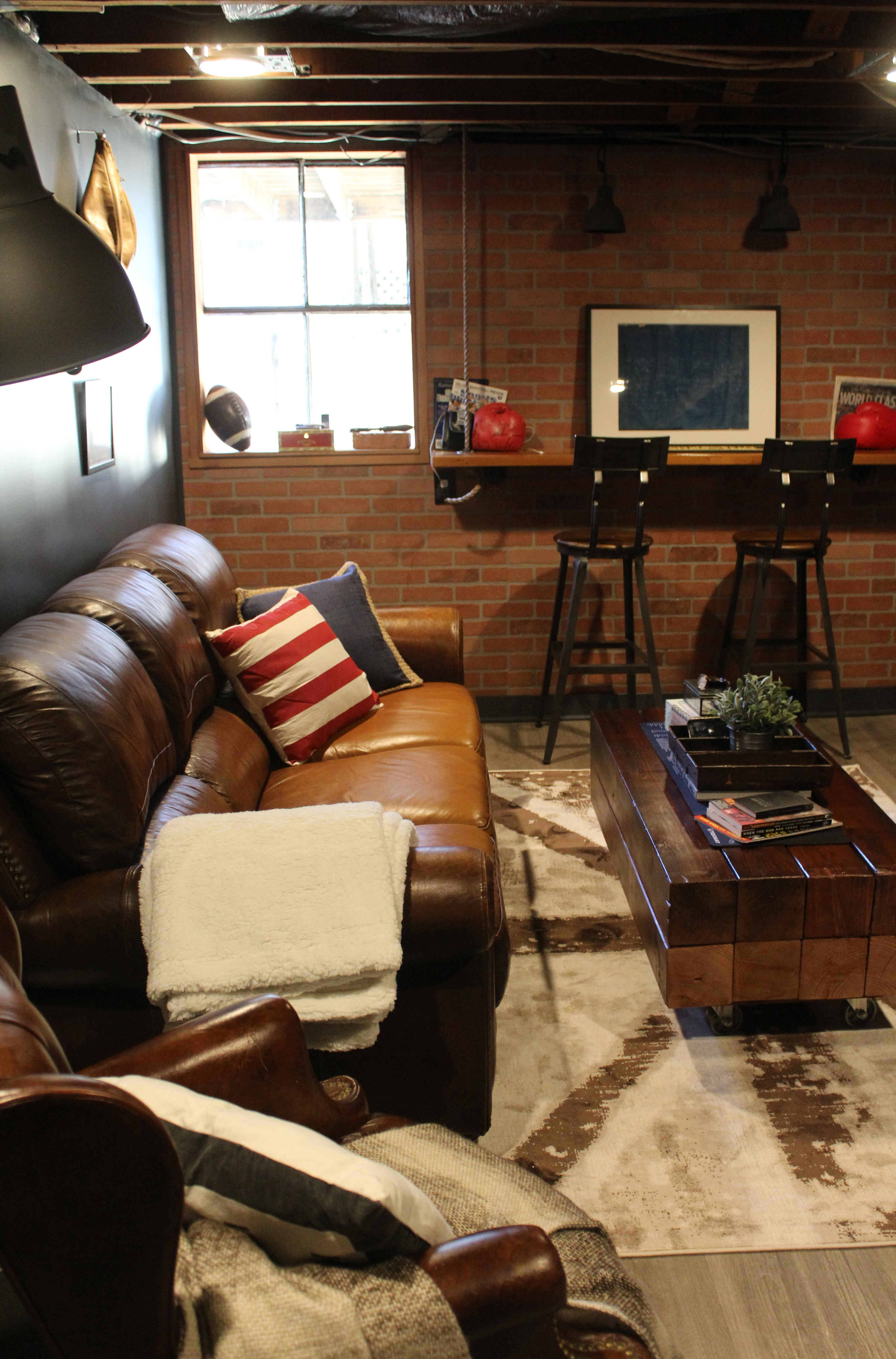 A vintage sports themed basement renovation