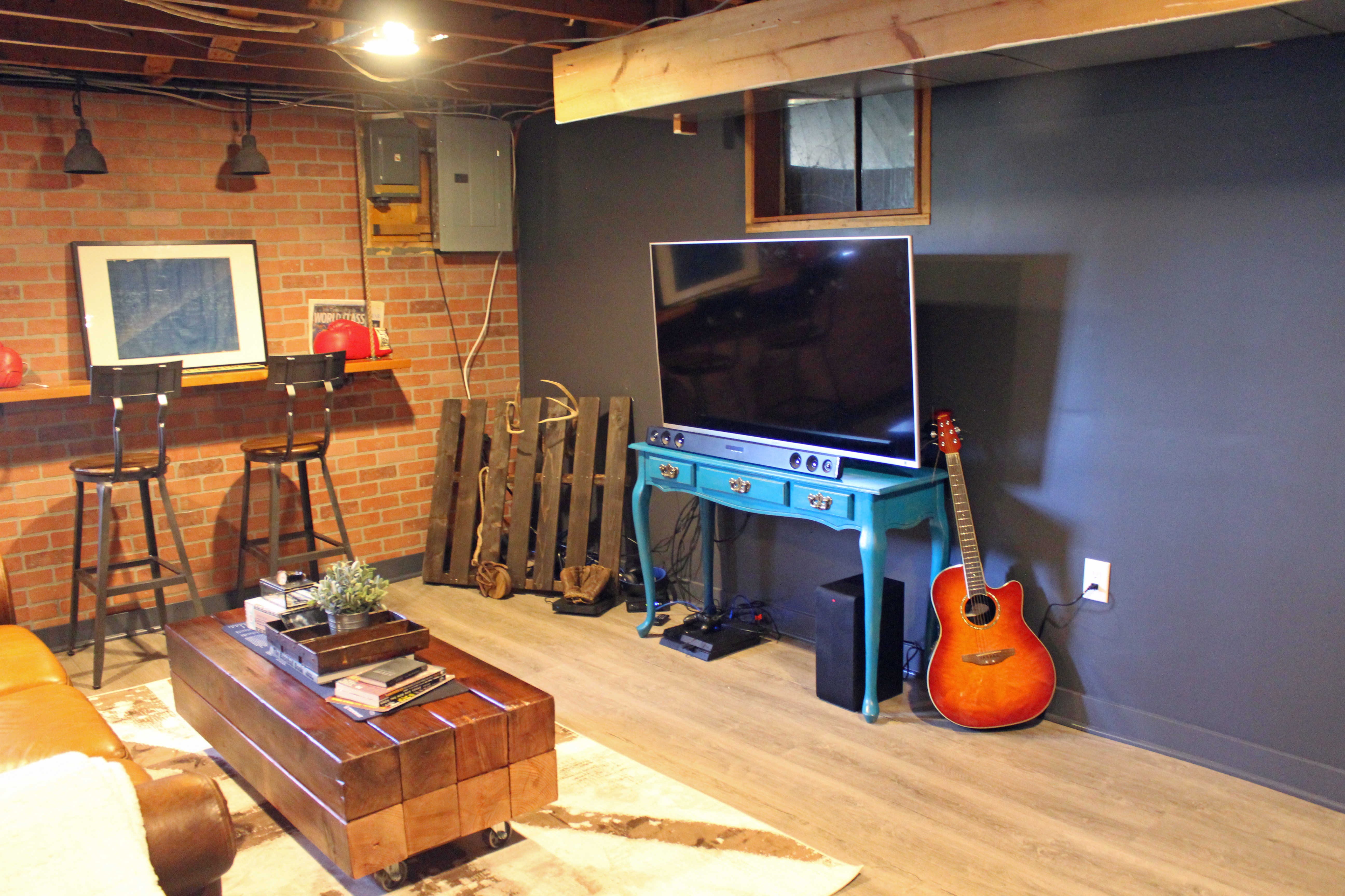 A vintage sports themed basement renovation