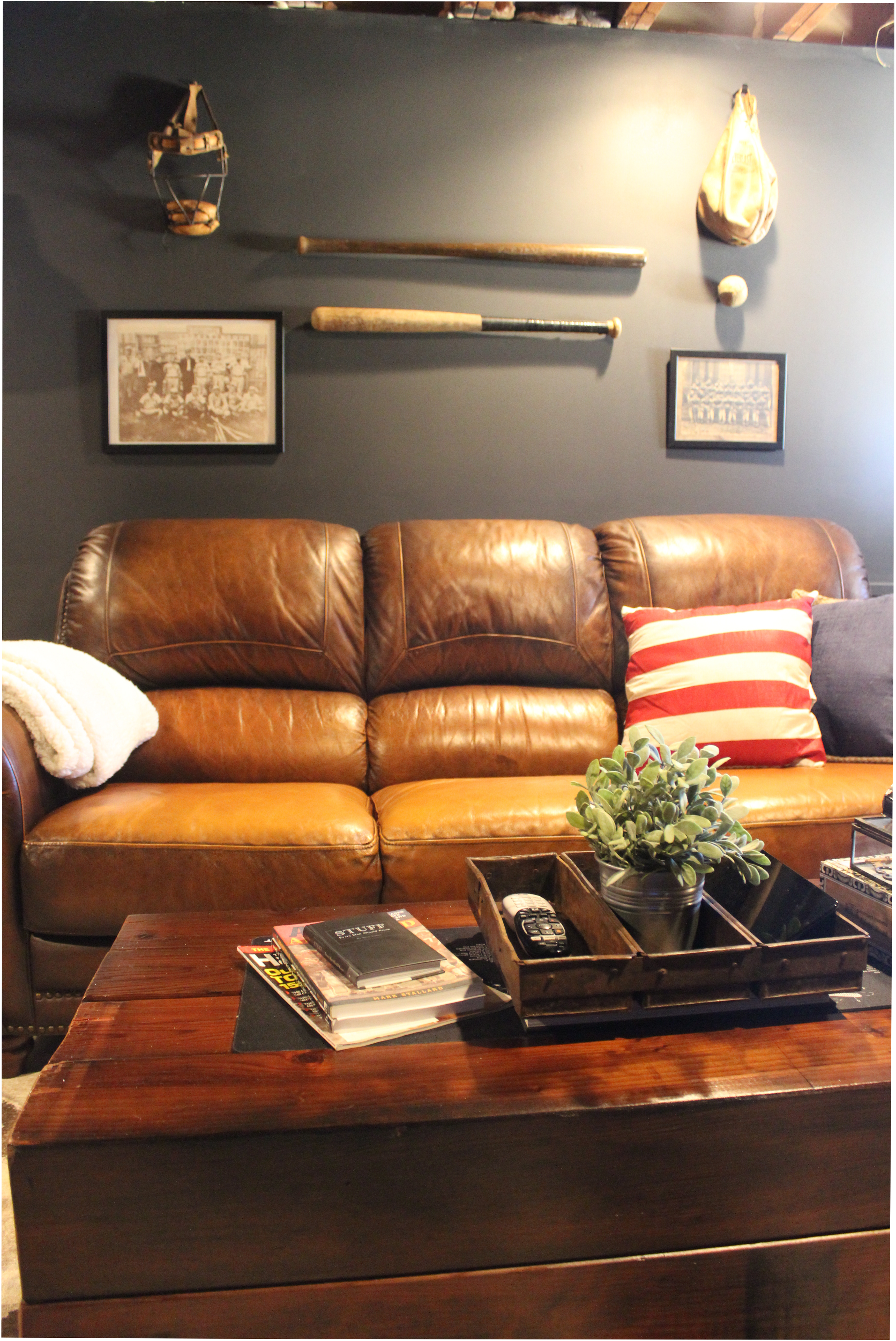 A vintage sports themed basement renovation