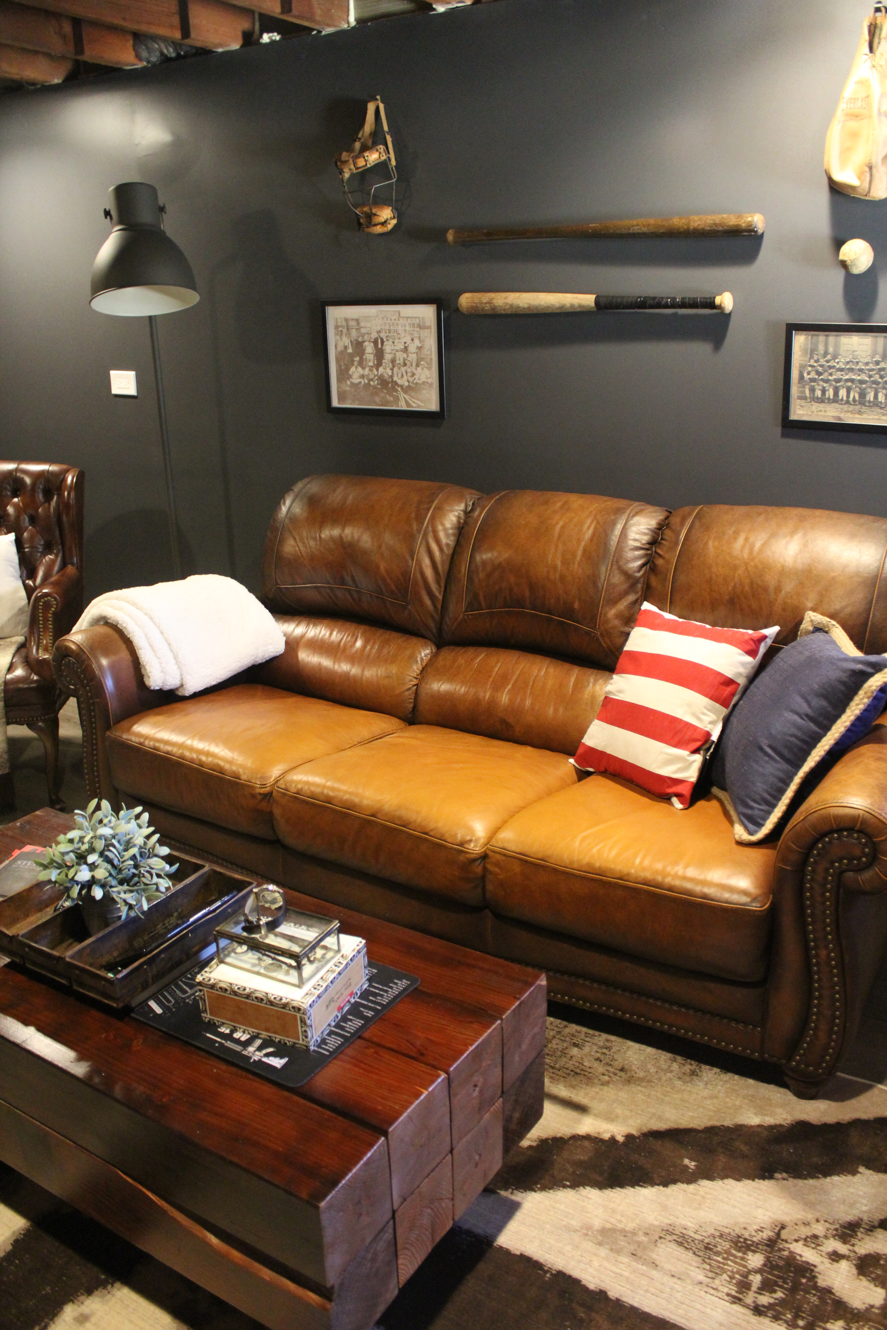 A vintage sports themed basement renovation