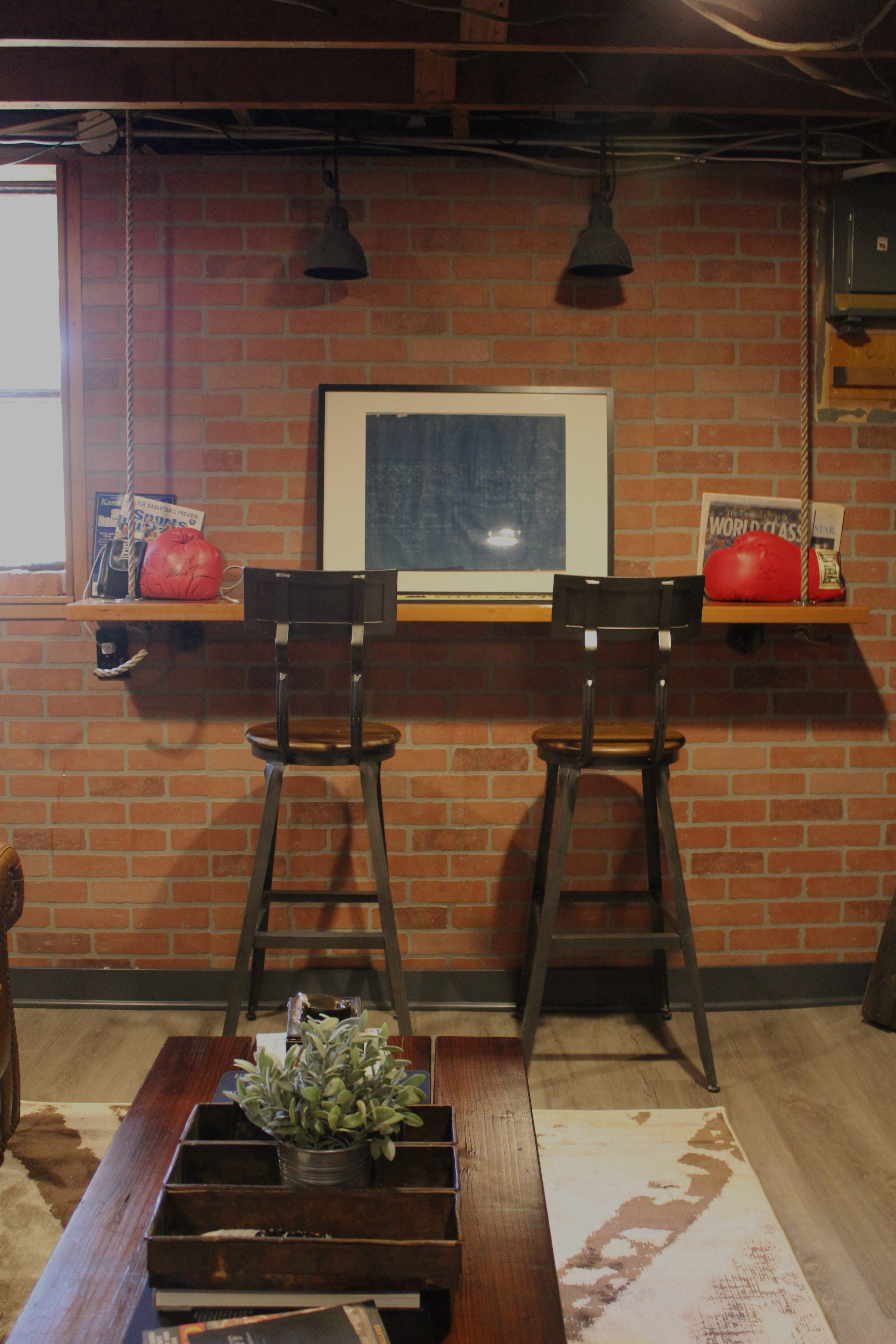 A vintage sports themed basement renovation