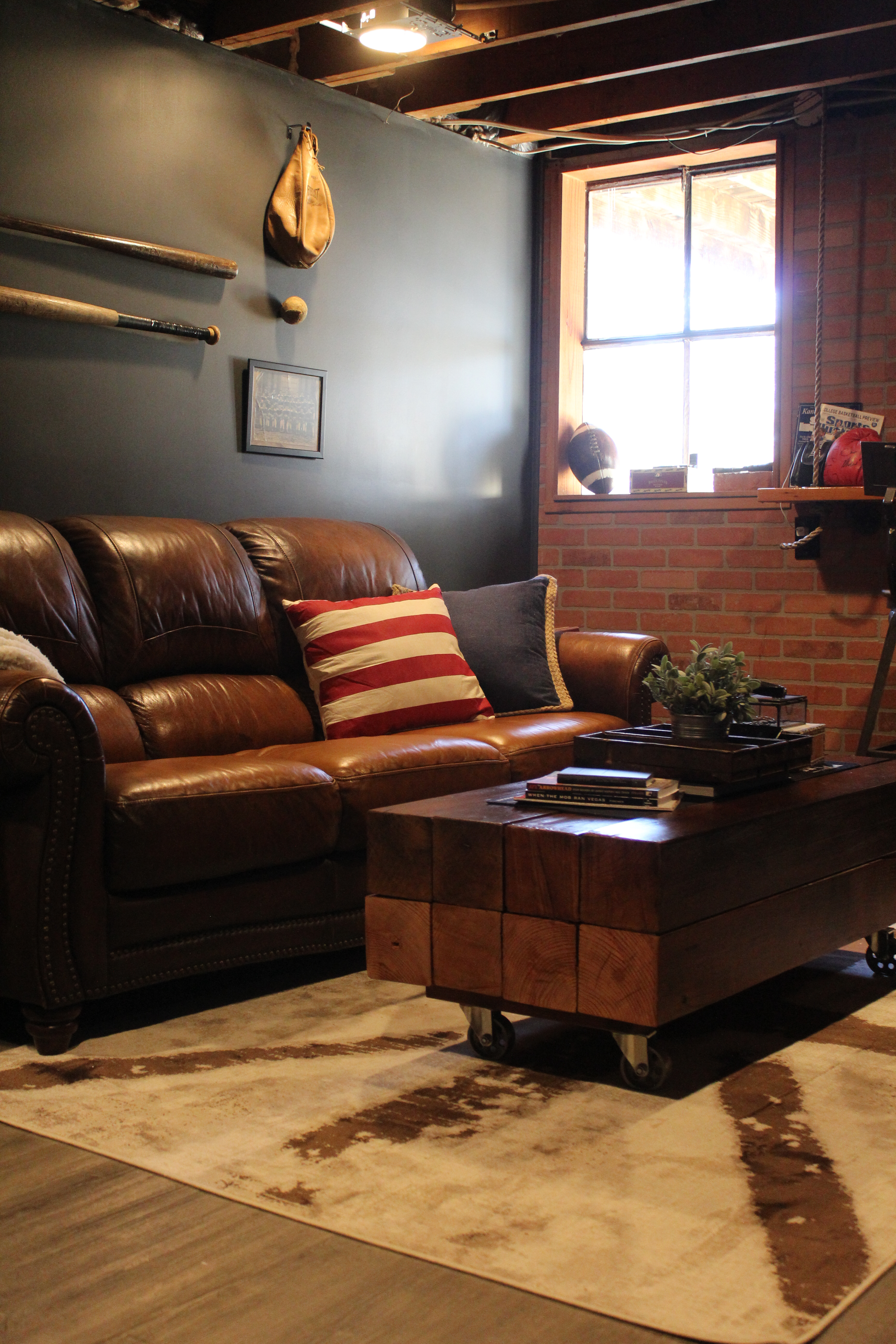 A vintage sports themed basement renovation