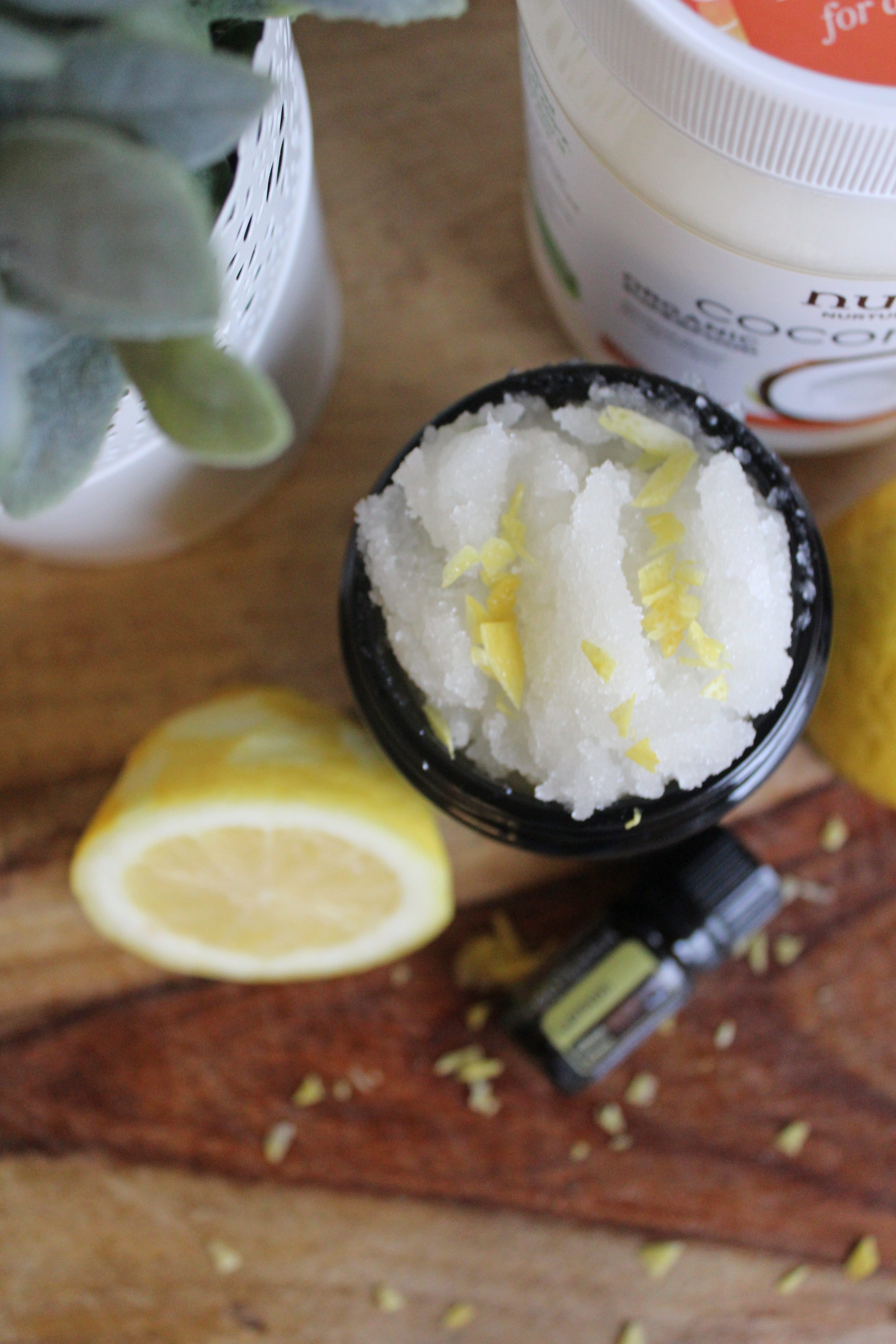 DIY Coconut Oil + Lemon Sugar Scrub via Life on Shady Lane blog