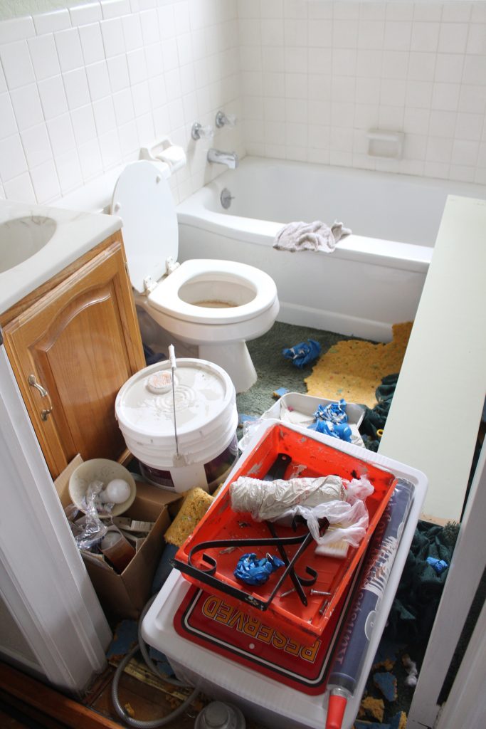 Our Upstairs Bathroom: Before via Life on Shady Lane blog