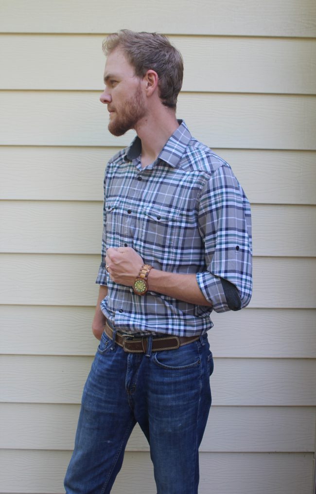 An Olive and Acacia Wood Men's Watch