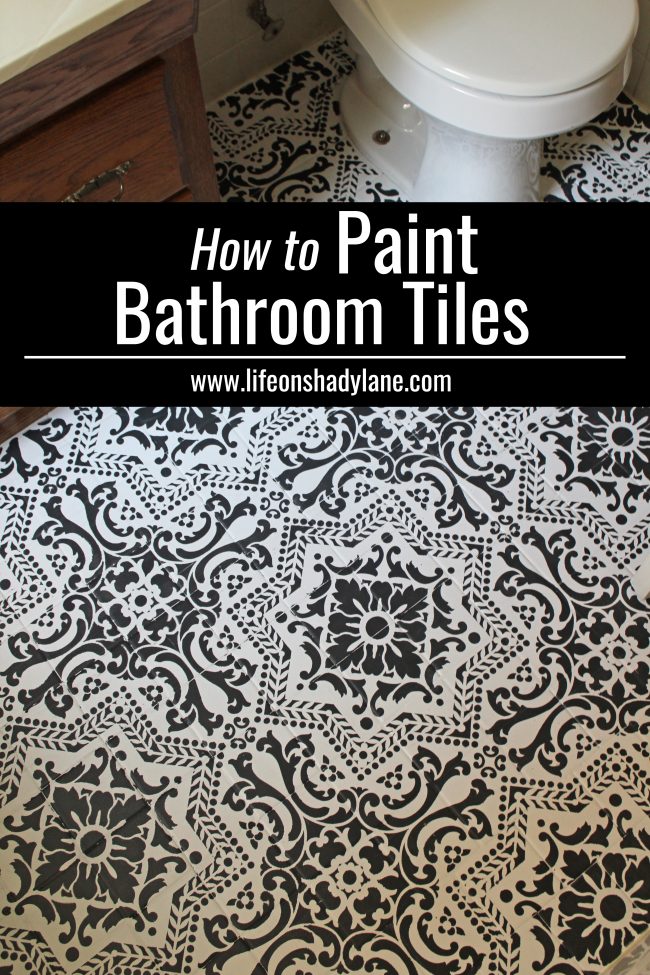 DIY: How to EASILY paint your tile floor for a budget friendly modern update! - Black and White Stenciled Bathroom Floor