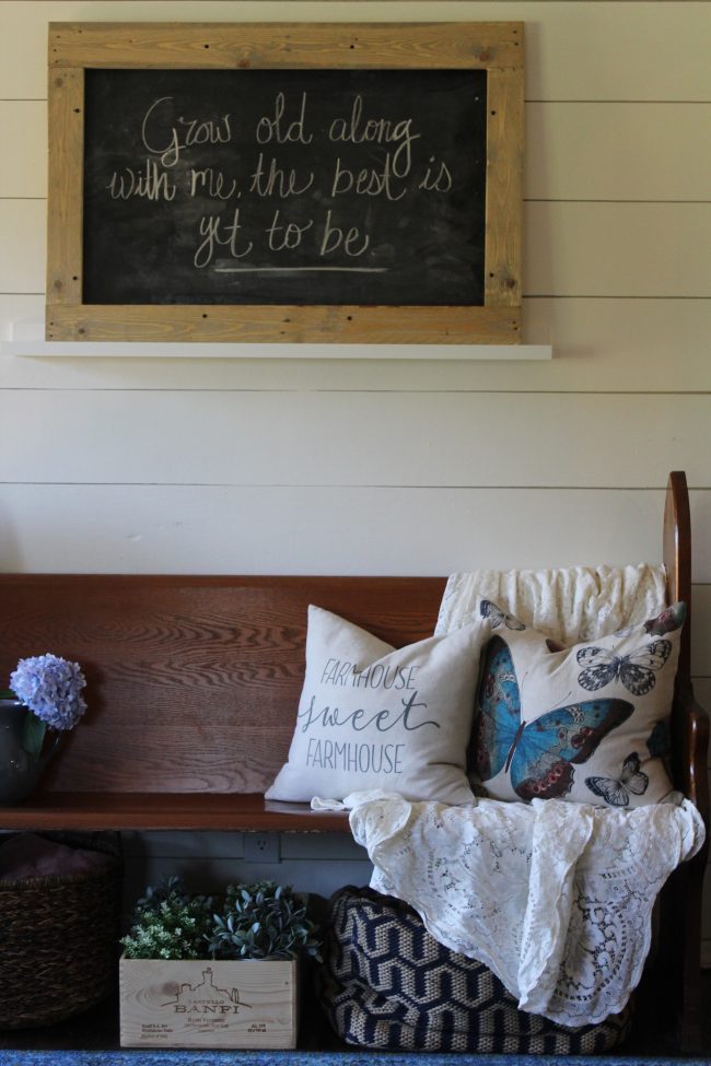 A DIY pallet wood framed chalkboard - inexpensive and simple way to make over a cheap chalkboard! #diy #project