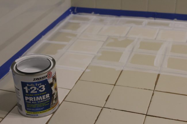 DIY: How to EASILY paint your tile floor for a budget friendly modern update! - Black and White Stenciled Bathroom Floor