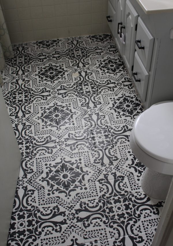 An Update on our Stenciled Bathroom Floor