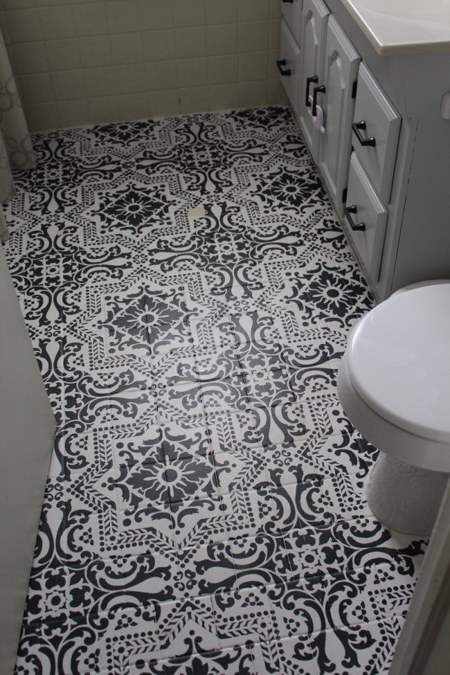 An Update on our Stenciled Bathroom Floor