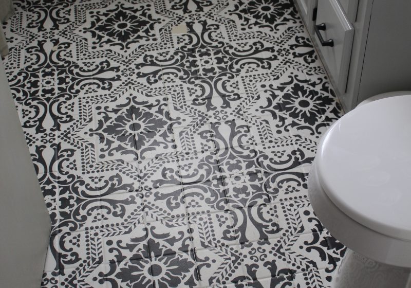 An Update on our Stenciled Bathroom Floor