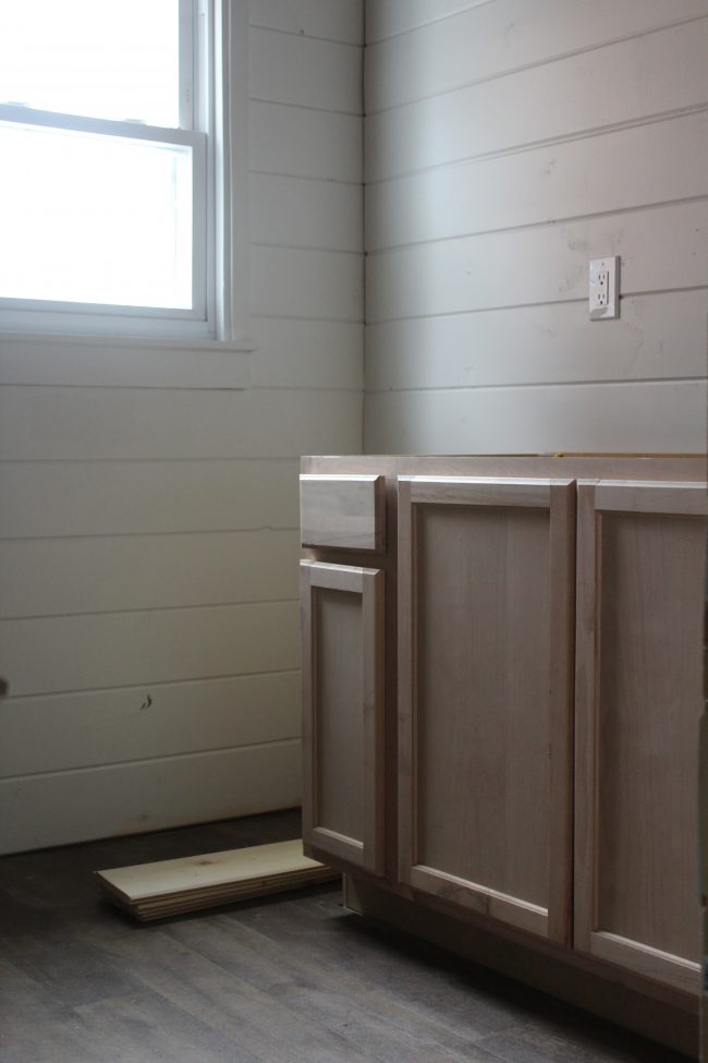 Modern Farmhouse Bathroom Remodel: Shiplap, Tub, Flooring, and Vanity