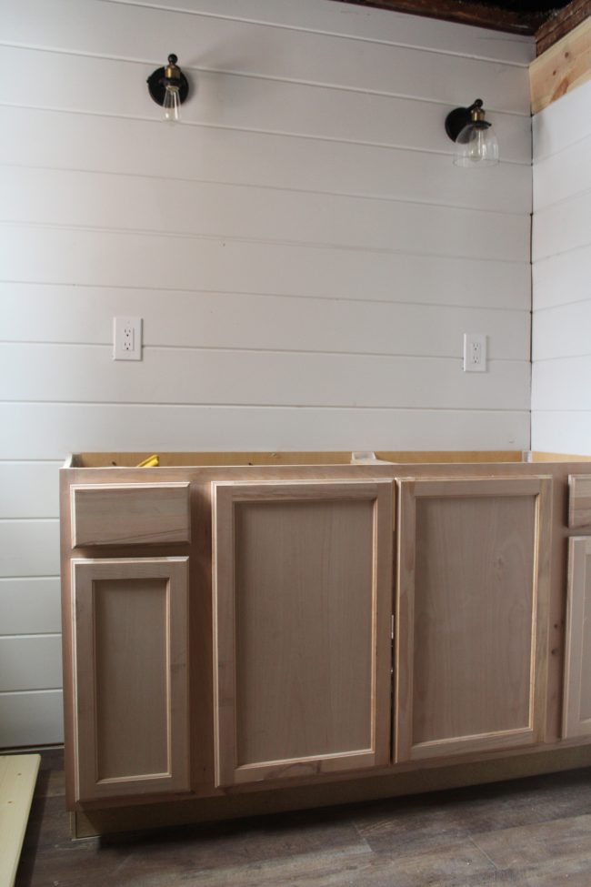 Modern Farmhouse Bathroom Remodel: Shiplap, Tub, Flooring, and Vanity