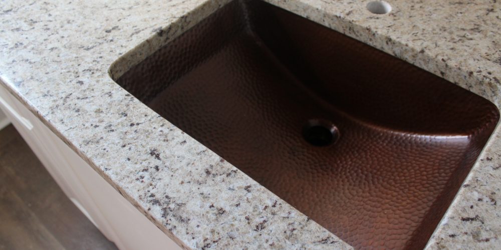 Copper Sink And Granite Countertops A Modern Farmhouse Bathroom