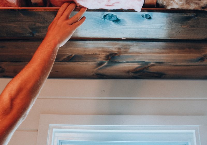 DIY wood plank wall - how to easily install a shiplap ceiling in your home