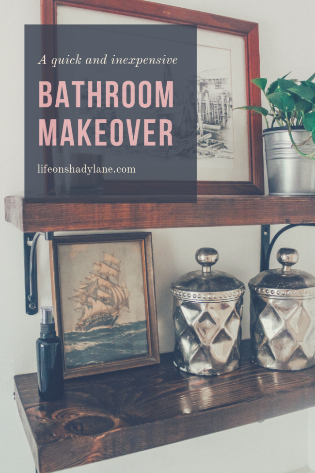 A quick bathroom makeover with white paint and open shelving. A couple coats of paint + some open shelving in our bathroom and VOILA! The room feels fresh and modern again.