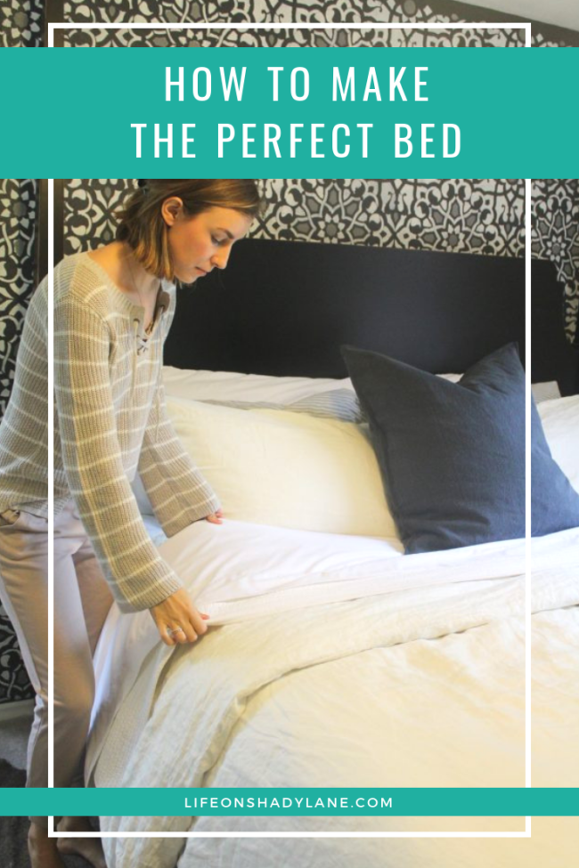 How to make the perfect bed // Linen bedding // White bedding master bedroom - Kansas City life, home, and style blogger Megan Wilson shares her tips for creating a hotel-worthy bed | #hotelbed 