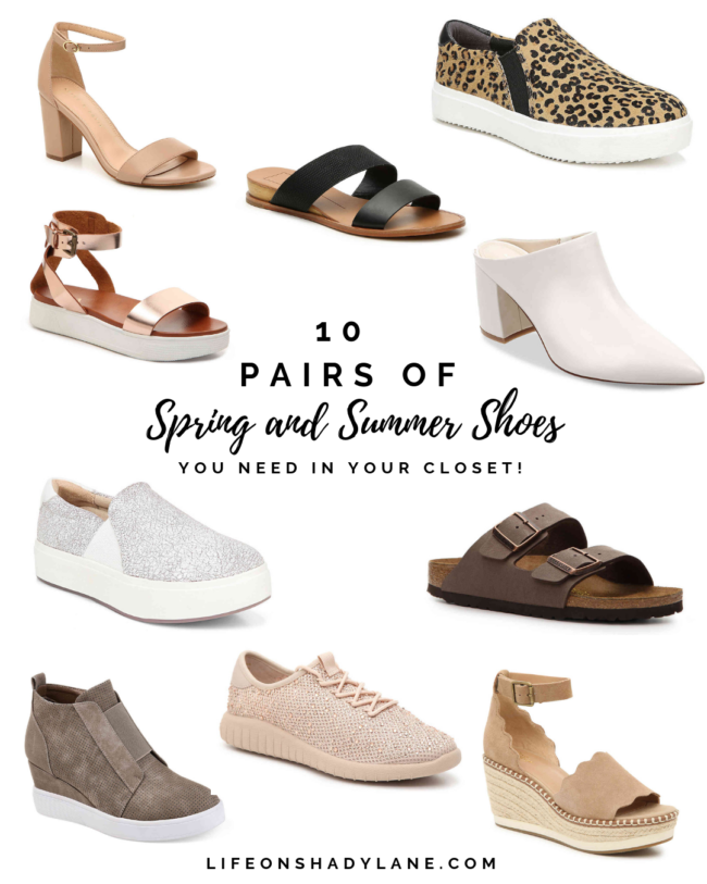 10 pairs of shoes you NEED in your closet for spring and summer | Kansas City life, home, and style blogger Megan Wilson shares spring and summer shoes - all from DSW! Sandals, mules, sneakers, and wedges - there's something for every outfit you have planned for spring and summer!
