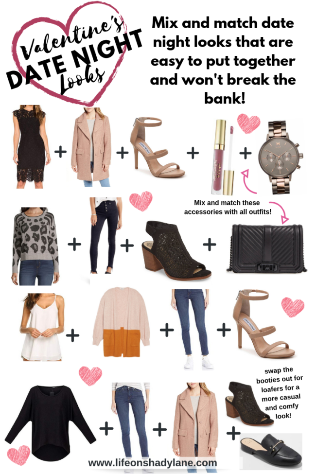 Valentine's Date Night Looks - Mix and match date night looks that are easy to put together and won't break the bank! | Life on Shady Lane blog