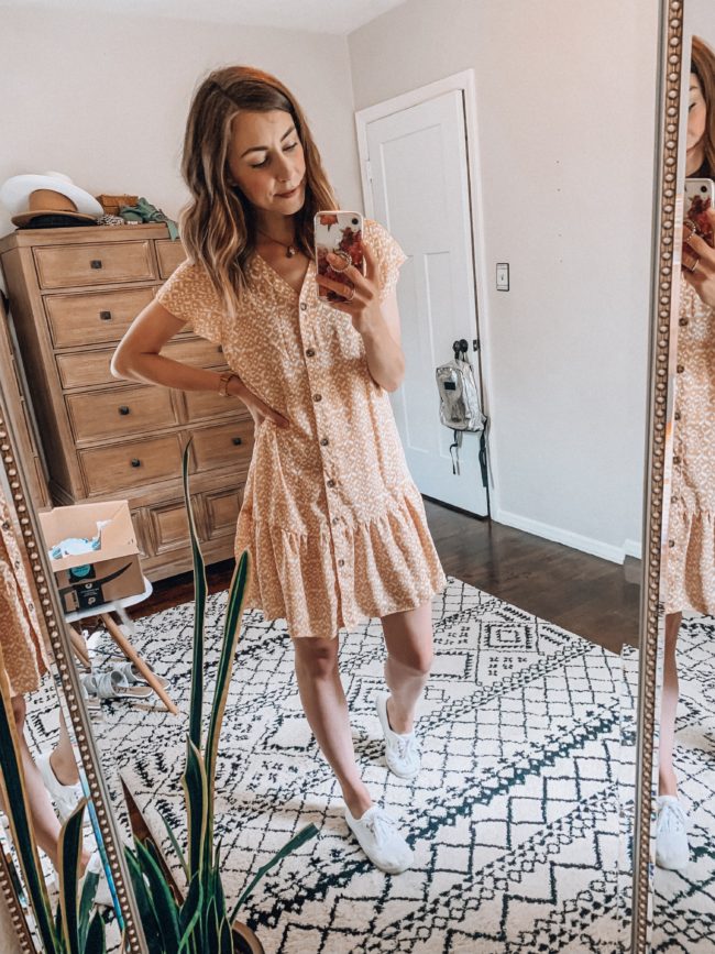 Yellow short dress // Casual dress | affordable casual summer fashion || Kansas City life, home, and style blogger Megan Wilson shares her Amazon Finds - June | Affordable cute style that's fun and won't break the bank! #amazon #amazonfashion #amazonclothes #amazonfinds