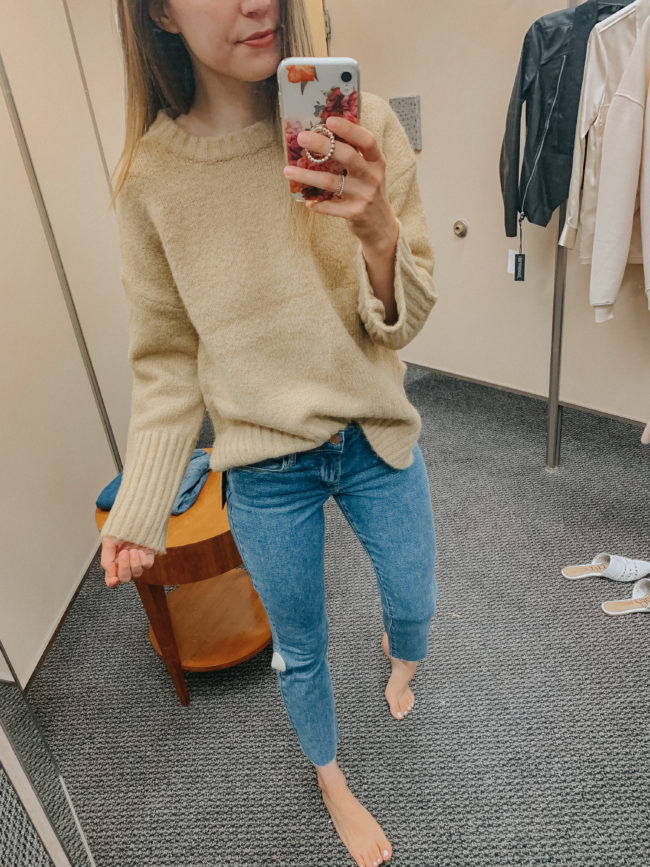 Neutral sweater and jeans, fall outfit || It's. almost. HERE! Nordstrom's biggest sale of the year begins soon, and today I'm sharing all the details you'll need to know about the Nordstrom Anniversary Sale 2020. I'm answering all your questions, giving you all the details, my tips and tricks, and info on when to shop! 