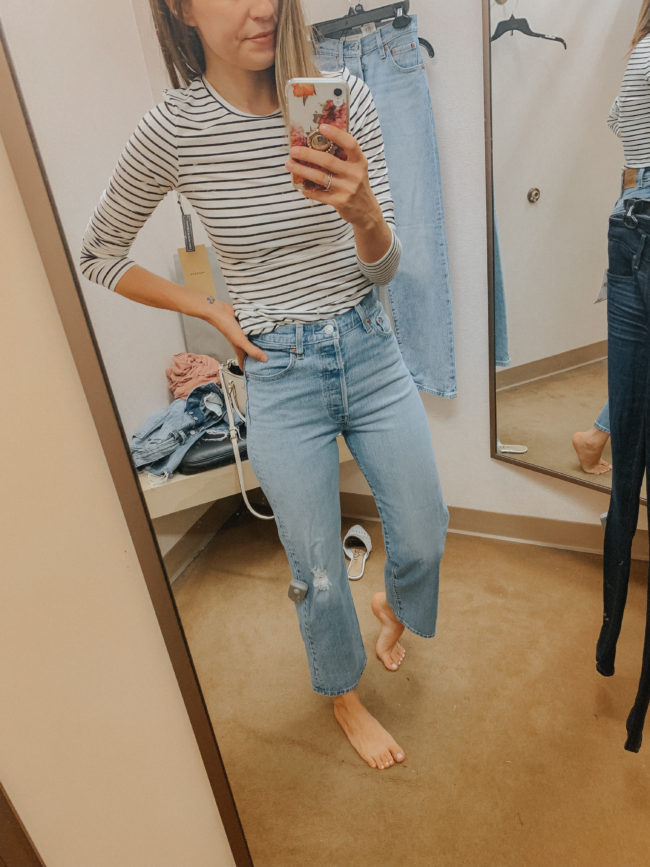 Striped shirt and light wash denim || It's. almost. HERE! Nordstrom's biggest sale of the year begins soon, and today I'm sharing all the details you'll need to know about the Nordstrom Anniversary Sale 2020. I'm answering all your questions, giving you all the details, my tips and tricks, and info on when to shop! 