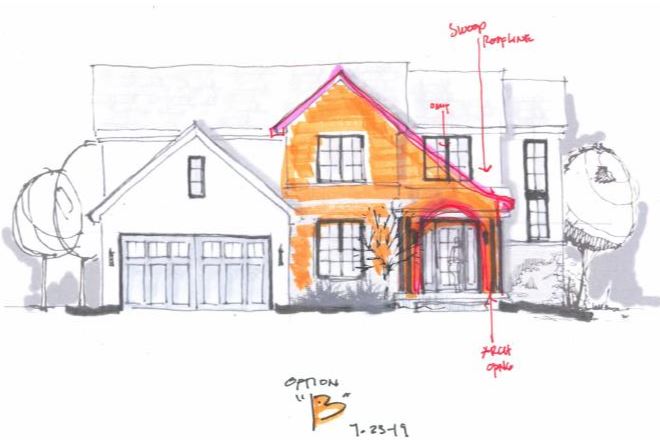 A sneak peek at the drawings for our new home build ! I'm sharing a couple inspiration pictures as well as two different options for the exterior of our home || Kansas City life, home, and style blogger Megan Wilson shares the preliminary exterior elevation drawings for a new home build