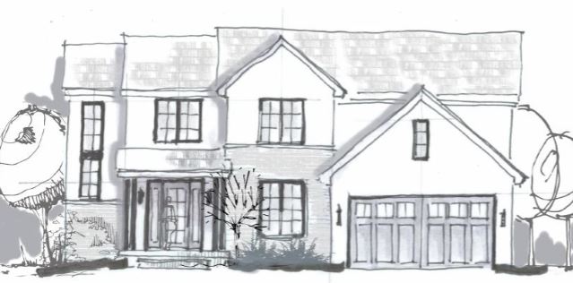 A sneak peek at the drawings for our new home build ! I'm sharing a couple inspiration pictures as well as two different options for the exterior of our home || Kansas City life, home, and style blogger Megan Wilson shares the preliminary exterior elevation drawings for a new home build