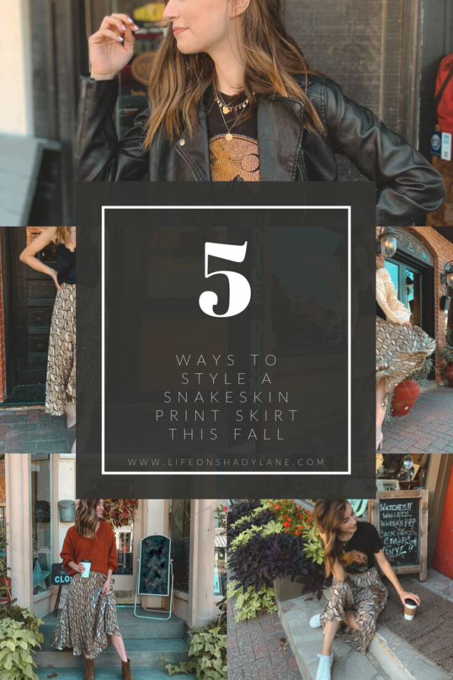 5 Ways to Wear a Snakeskin Print Skirt this Fall || Kansas City life, home, and style blogger Megan Wilson shares 5 different ways to wear a snakeskin skirt for fall