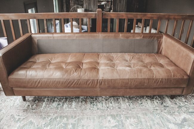 How to condition a leather sofa || The easy way to keep your leather couch feeling soft and looking pretty! || Article Charme Sofa || Kansas City life, home, and style blogger Megan Wilson shares her tips!