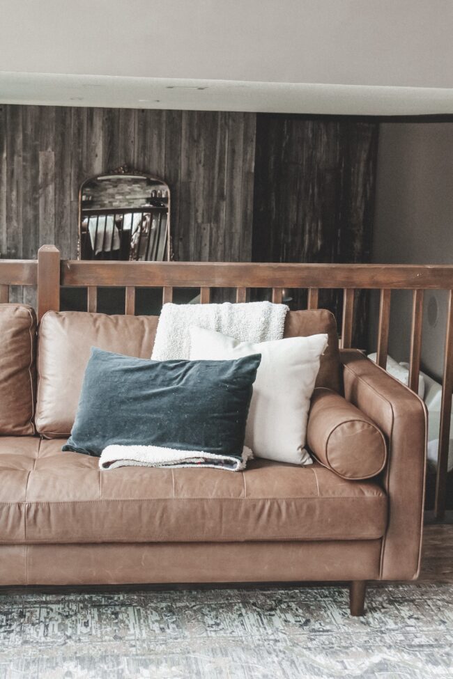 How to condition a leather sofa || The easy way to keep your leather couch feeling soft and looking pretty! || Article Charme Sofa || Kansas City life, home, and style blogger Megan Wilson shares her tips!