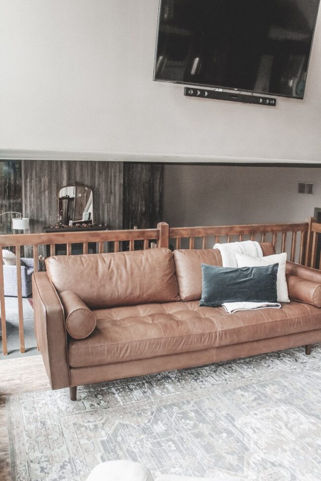 How to condition a leather sofa || The easy way to keep your leather couch feeling soft and looking pretty! || Article Charme Sofa || Kansas City life, home, and style blogger Megan Wilson shares her tips!