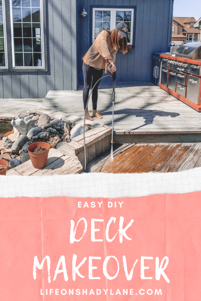 Deck makeover on a budget // How to DIY your way to a beautiful, restored deck! || Kansas City life, home, and style blogger Megan Wilson shares a before and after of her easy deck makeover