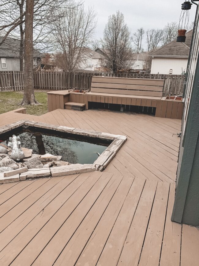 Deck makeover on a budget // How to DIY your way to a beautiful, restored deck! || Kansas City life, home, and style blogger Megan Wilson shares a before and after of her easy deck makeover