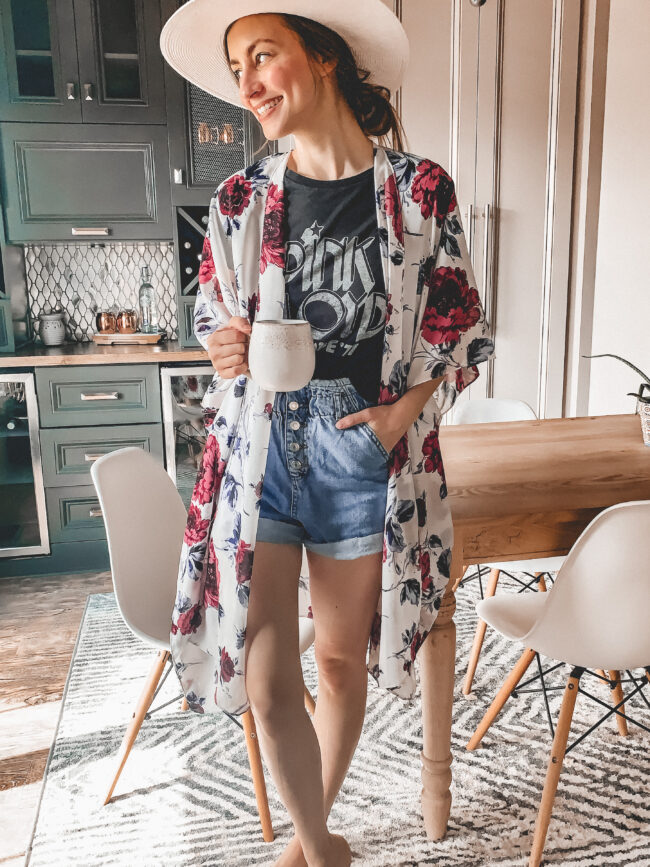 Kimono cardigan with on sale dress