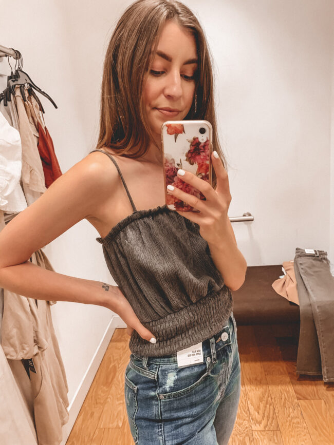 square neck cami and high waist mom jeans | Casual summer style and outfits from Express | Affordable summer outfit inspiration | Kansas city life, home, and style blogger Megan Wilson