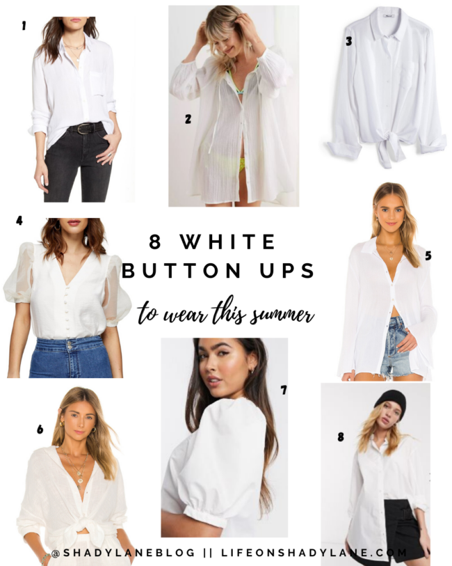 8 white button ups to wear this summer || Kansas City life, home, and style blogger Megan Wilson @shadylaneblog on IG