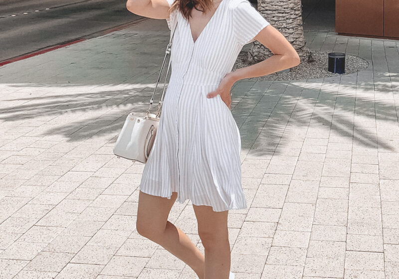 summer dress and white sneakers outfit | Kansas City life, home, and style blogger Megan Wilson shares her June Instagram Roundup